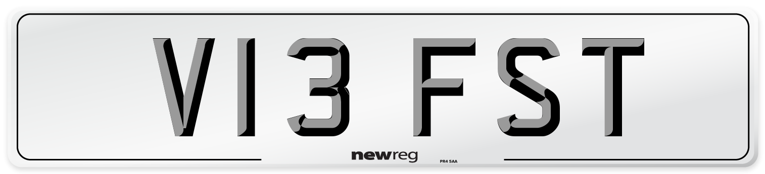 V13 FST Number Plate from New Reg